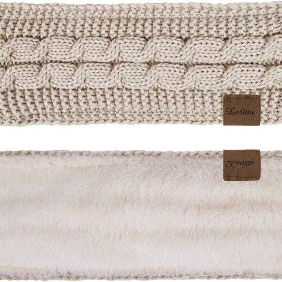 2 Pack Headbands for Women Winter Warm Cable Knit Ear Warmer Thick Head Wrap Fuz - Picture 2 of 6